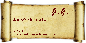 Jaskó Gergely névjegykártya